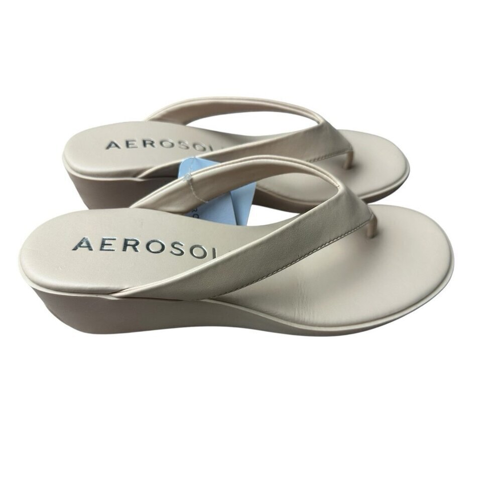 Aerosoles Isha Wedge Sandal Flip Flops Beige Women’s Size 9 NWOB